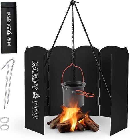 Silver Camping Stove Windscreen, Tall 8-Panel Foldable Wind Blocker with Stakes & Bag, 23.6inc (60cm) Portable Windshield for Campfire, Firepit, RV, Outdoor Cooking, Hiking, Picnic in Saudi Arabia
