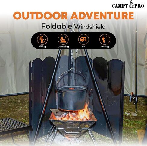 Silver Camping Stove Windscreen, Tall 8-Panel Foldable Wind Blocker with Stakes & Bag, 23.6inc (60cm) Portable Windshield for Campfire, Firepit, RV, Outdoor Cooking, Hiking, Picnic in Saudi Arabia