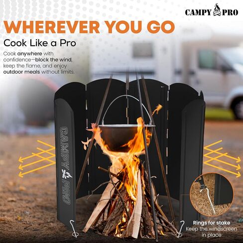 Silver Camping Stove Windscreen, Tall 8-Panel Foldable Wind Blocker with Stakes & Bag, 23.6inc (60cm) Portable Windshield for Campfire, Firepit, RV, Outdoor Cooking, Hiking, Picnic in Saudi Arabia