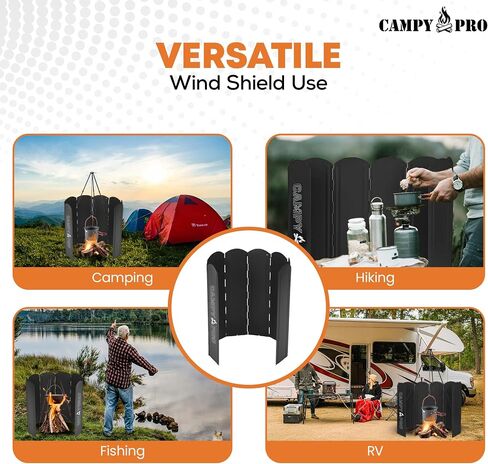 Silver Camping Stove Windscreen, Tall 8-Panel Foldable Wind Blocker with Stakes & Bag, 23.6inc (60cm) Portable Windshield for Campfire, Firepit, RV, Outdoor Cooking, Hiking, Picnic in Saudi Arabia