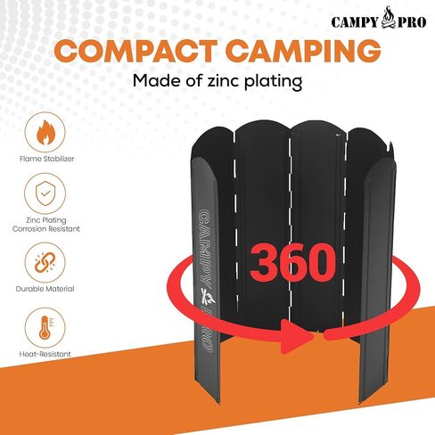 Silver Camping Stove Windscreen, Tall 8-Panel Foldable Wind Blocker with Stakes & Bag, 23.6inc (60cm) Portable Windshield for Campfire, Firepit, RV, Outdoor Cooking, Hiking, Picnic in Saudi Arabia
