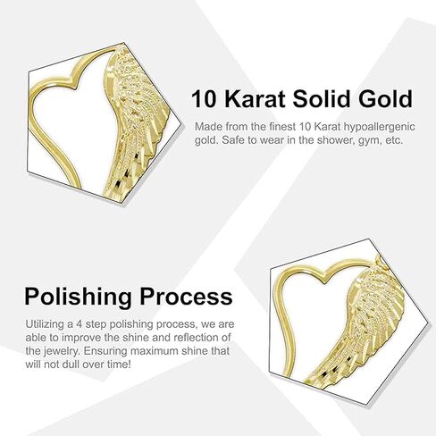 Charm America - Gold Angel Wing inside Heart Charm - 10 Karat Solid Gold in Saudi Arabia