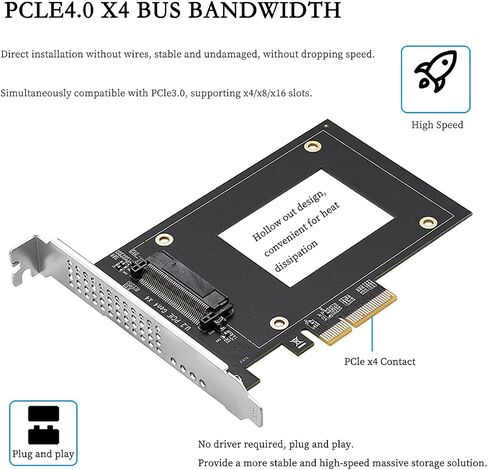 IO-PCE8639A-U2 PCIe 4.0 x4 to U.2 (SFF-8639) Expansion Card – 7000MB/s High-Speed Adapter for 2.5" NVMe SSD, No Power Cable Required, Supports Servers & Workstations in Saudi Arabia