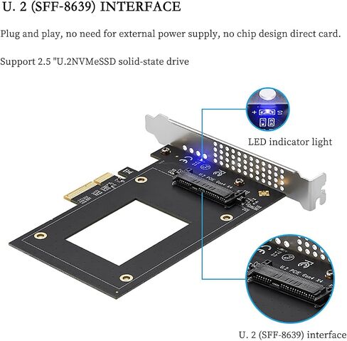 IO-PCE8639A-U2 PCIe 4.0 x4 to U.2 (SFF-8639) Expansion Card – 7000MB/s High-Speed Adapter for 2.5" NVMe SSD, No Power Cable Required, Supports Servers & Workstations in Saudi Arabia
