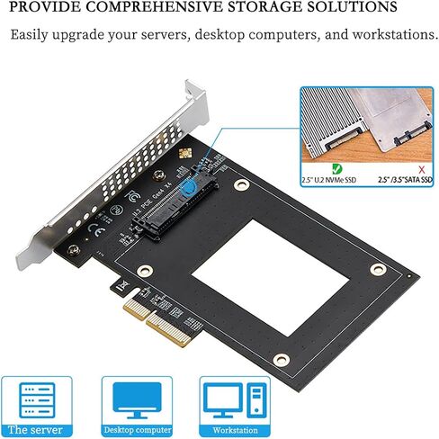 IO-PCE8639A-U2 PCIe 4.0 x4 to U.2 (SFF-8639) Expansion Card – 7000MB/s High-Speed Adapter for 2.5" NVMe SSD, No Power Cable Required, Supports Servers & Workstations in Saudi Arabia