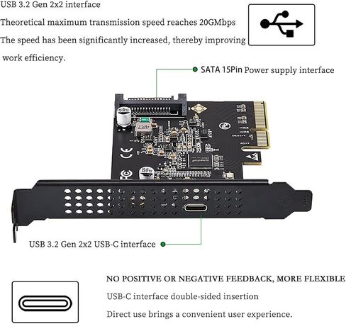 PCIe 3.0 x4 to USB-C Expansion Card – USB 3.2 Gen2x2 20Gbps Adapter with ASM3242 Chipset, High-Speed USB-C Port for Desktop & Server, Compatible with Windows/Linux in Saudi Arabia