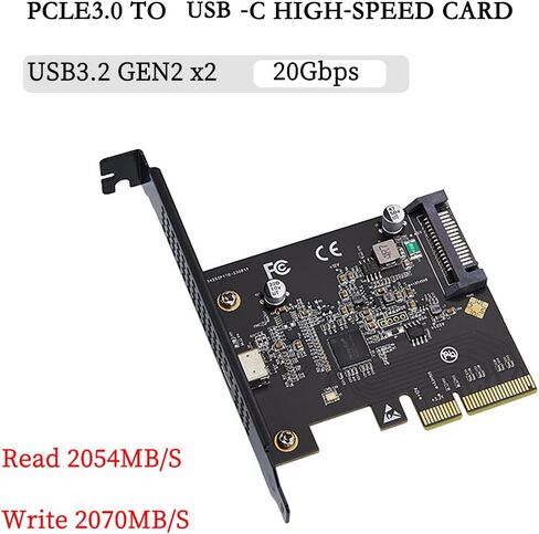 PCIe 3.0 x4 to USB-C Expansion Card – USB 3.2 Gen2x2 20Gbps Adapter with ASM3242 Chipset, High-Speed USB-C Port for Desktop & Server, Compatible with Windows/Linux in Saudi Arabia