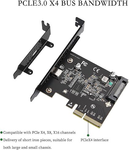 PCIe 3.0 x4 to USB-C Expansion Card – USB 3.2 Gen2x2 20Gbps Adapter with ASM3242 Chipset, High-Speed USB-C Port for Desktop & Server, Compatible with Windows/Linux in Saudi Arabia