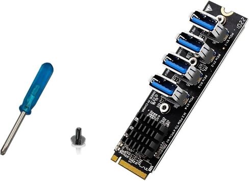 M.2 to 4 Ports PCI-E Extender Riser Adapter Card USB 3.0 Riser Card Power Cable Adapter for Desktop PC Accessory New in Saudi Arabia