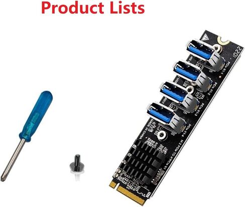 M.2 to 4 Ports PCI-E Extender Riser Adapter Card USB 3.0 Riser Card Power Cable Adapter for Desktop PC Accessory New in Saudi Arabia