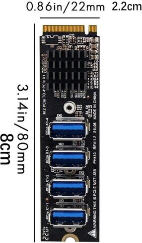 M.2 to 4 Ports PCI-E Extender Riser Adapter Card USB 3.0 Riser Card Power Cable Adapter for Desktop PC Accessory New in Saudi Arabia