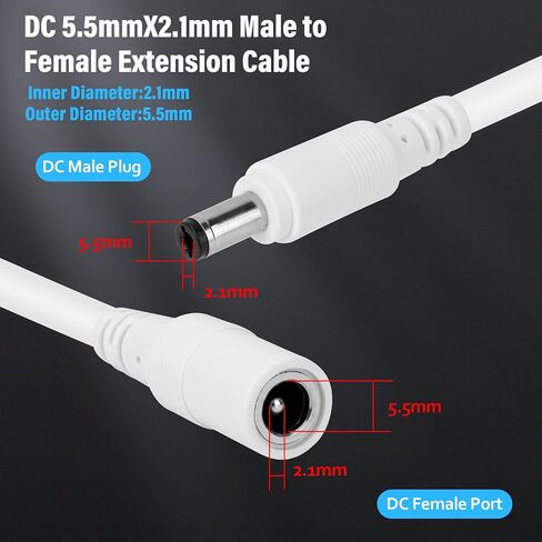 12V DC Power 1-in-2 Out Y-Adapter Splitter Cable 1.5 Feet (2-Pack), 5.5 mm x 2.1 mm DC 1 (Female) to 2 (Male) Y Splitter Supply Adapter Wire,2 Way Y-Cable for CCTV Security Camera, LED Strip, Router in Saudi Arabia