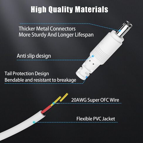 12V DC Power 1-in-2 Out Y-Adapter Splitter Cable 1.5 Feet (2-Pack), 5.5 mm x 2.1 mm DC 1 (Female) to 2 (Male) Y Splitter Supply Adapter Wire,2 Way Y-Cable for CCTV Security Camera, LED Strip, Router in Saudi Arabia