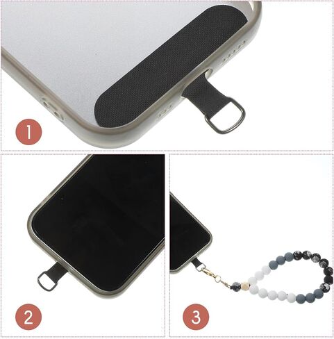 Silicone Beaded Phone Wrist Strap Phone Bracelet Strap with Tether Tab Elastic Hands-Free Wristlet Straps Unique Beaded Bangle Key Chains Marble Car Key Chain Ring for Women Men in Saudi Arabia