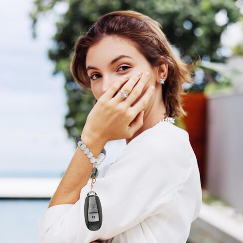 Silicone Beaded Phone Wrist Strap Phone Bracelet Strap with Tether Tab Elastic Hands-Free Wristlet Straps Unique Beaded Bangle Key Chains Marble Car Key Chain Ring for Women Men in Saudi Arabia