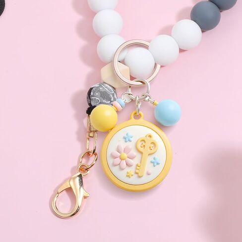 Silicone Beaded Phone Wrist Strap Phone Bracelet Strap with Tether Tab Elastic Hands-Free Wristlet Straps Unique Beaded Bangle Key Chains Marble Car Key Chain Ring for Women Men in Saudi Arabia