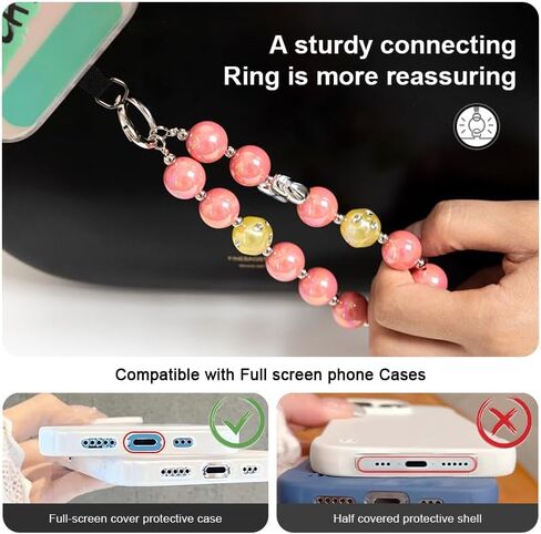 Cute Beaded Phone Wrist Strap for Women - Anti-Theft Hands-Free Lanyard with Jewelry Beads, Multi-Use Charm Bracelet for Phone Case/Camera/Purse/Keys in Saudi Arabia