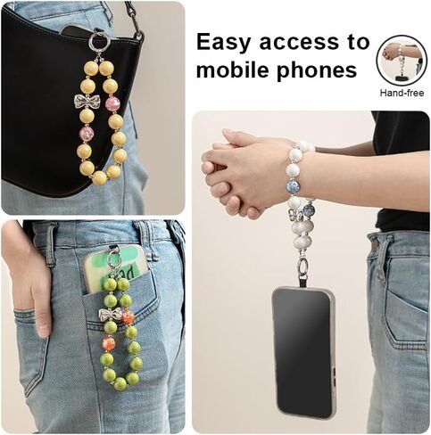 Cute Beaded Phone Wrist Strap for Women - Anti-Theft Hands-Free Lanyard with Jewelry Beads, Multi-Use Charm Bracelet for Phone Case/Camera/Purse/Keys in Saudi Arabia