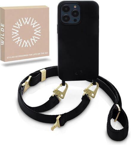 WILDE I PHONE 15 PRO MAX CASE مع STRAP - I Phone Lanyard with TPU CASE - قابل للتعديل I Phone Crossbody & Neck Strap مع CASE - Women & Men - Travel -Styland Black in Saudi Arabia