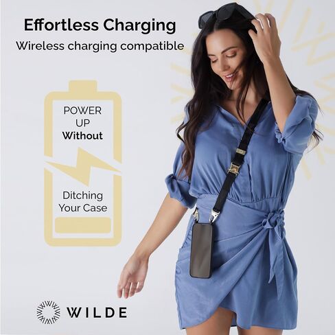 WILDE I PHONE 15 PRO MAX CASE مع STRAP - I Phone Lanyard with TPU CASE - قابل للتعديل I Phone Crossbody & Neck Strap مع CASE - Women & Men - Travel -Styland Black in Saudi Arabia