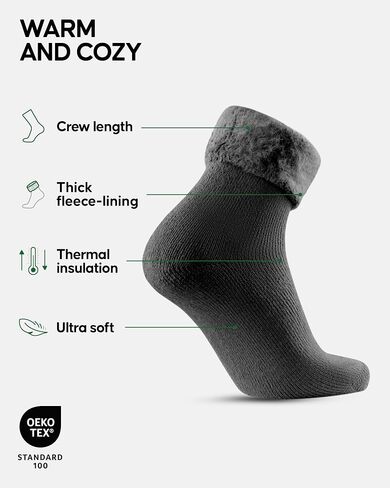 DANISH ENDURANCE Thermal Heat Socks for Men & Women With Thick Inner Fleece, 2 Pack, Heat Holders, Insulated, Warm, Soft in Saudi Arabia