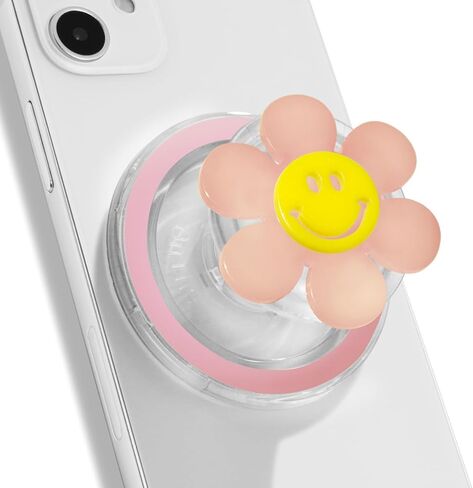 قبضة الهاتف المحمول المبتسم المغناطيسي المبتسم: قبضة قابلة للتبديل وقابلة للطي للهواتف والأجهزة اللوحية (أبيض) in Kuwait