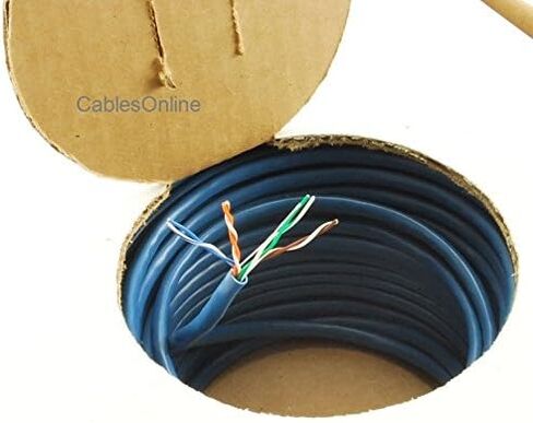 CablesOnline 250ft CAT5e 100% Pure Copper RJ45 350mhz UTP Solid Blue Ethernet Cable Spool (U-B250B) in Saudi Arabia