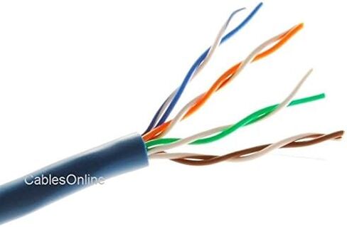 CablesOnline 250ft CAT5e 100% Pure Copper RJ45 350mhz UTP Solid Blue Ethernet Cable Spool (U-B250B) in Saudi Arabia