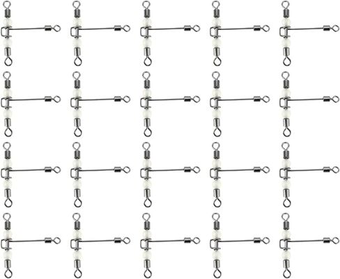 20pcs Heavy Duty 3 Way Fishing Swivels Luminous Triple T-Barrel Cross Line Swivels with Pear Beads for Saltwater Freshwater Tackle in Saudi Arabia