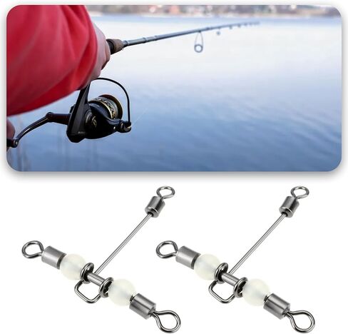 20pcs Heavy Duty 3 Way Fishing Swivels Luminous Triple T-Barrel Cross Line Swivels with Pear Beads for Saltwater Freshwater Tackle in Saudi Arabia
