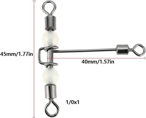 20pcs Heavy Duty 3 Way Fishing Swivels Luminous Triple T-Barrel Cross Line Swivels with Pear Beads for Saltwater Freshwater Tackle in Saudi Arabia