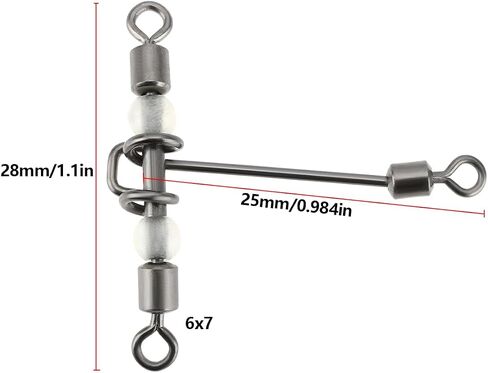20pcs Heavy Duty 3 Way Fishing Swivels Luminous Triple T-Barrel Cross Line Swivels with Pear Beads for Saltwater Freshwater Tackle in Saudi Arabia