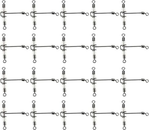 20pcs Heavy Duty 3 Way Fishing Swivels Luminous Triple T-Barrel Cross Line Swivels with Pear Beads for Saltwater Freshwater Tackle in Saudi Arabia