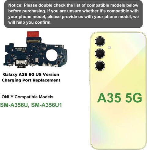 Charging Port Replacement Kit Compatible with Galaxy A35 5G US Version, Dock Board USB-C Connector Only for A35 5G SM-A356U, SM-A356U1, with Instruction Manual, Toolkit in Saudi Arabia