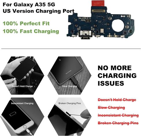 Charging Port Replacement Kit Compatible with Galaxy A35 5G US Version, Dock Board USB-C Connector Only for A35 5G SM-A356U, SM-A356U1, with Instruction Manual, Toolkit in Saudi Arabia