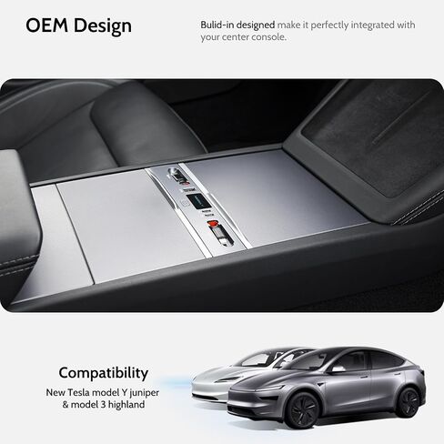 Max 132W Dual Type-C USB Hub, Tesla New Model Y Juniper (2026/2025) Accessories, 5 in 1 Fast Charger for iPhone 16/15 Series, 2-Retractable Cable & 3-Port Docking Station in Kuwait