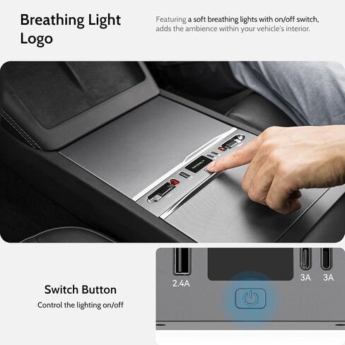 Max 132W Dual Type-C USB Hub, Tesla New Model Y Juniper (2026/2025) Accessories, 5 in 1 Fast Charger for iPhone 16/15 Series, 2-Retractable Cable & 3-Port Docking Station in Kuwait