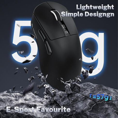 الماوس اللاسلكي للألعاب مع رصيف شحن RGB ، 57 جرام الفئران المريحة خفيفة الوزن ، مستشعر بصري 12 كيلو دبليو ، استطلاع 1 كيلو هرتز ، 5 أزرار قابلة للبرمجة ، وضع ثلاثي الأوسط BT5.1/2.4G/USB-C للكمبيوتر الشخصي و MAC (الأحمر) in Kuwait