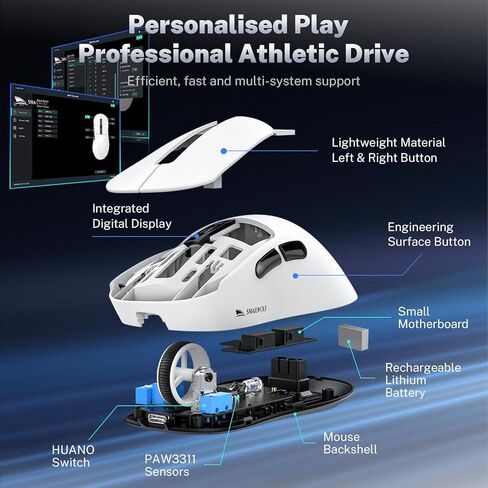 الماوس اللاسلكي للألعاب مع رصيف شحن RGB ، 57 جرام الفئران المريحة خفيفة الوزن ، مستشعر بصري 12 كيلو دبليو ، استطلاع 1 كيلو هرتز ، 5 أزرار قابلة للبرمجة ، وضع ثلاثي الأوسط BT5.1/2.4G/USB-C للكمبيوتر الشخصي و MAC (الأحمر) in Kuwait