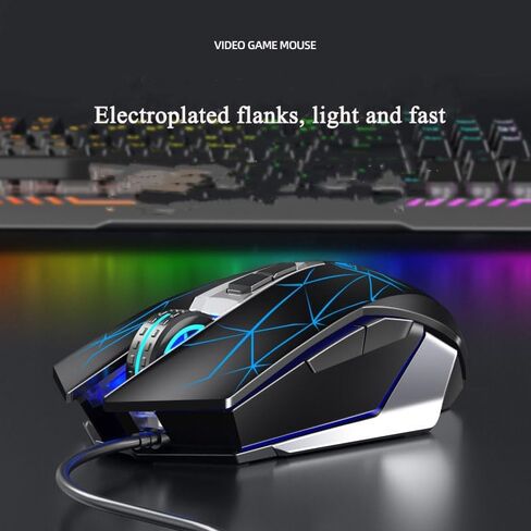 Mechnical E-Sports Gaming Gaming Mouse- USB 7 أزرار قابلة للبرمجة مع 2400 ضوء توصيل DPI-Wired Connection (أسود) in Saudi Arabia