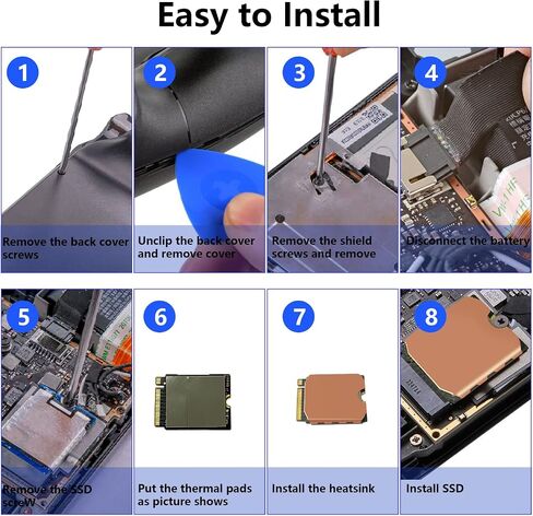 Copper Heathink ، M.2 SSD 2230 Kit ، تبديد حرارة سطح السفينة البخاري ، محلول تبريد تصميم الحافة ، متوافق مع SabrentRocket 2230 و ROG Ally in Kuwait