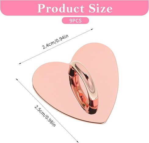 8 Pcs Cell Phone Finger Ring Heart Charm Hook Finger Rings, Phone Charm Hook, Adhesive Metal Phones Finger Grip Hook, 4 Colors in Saudi Arabia