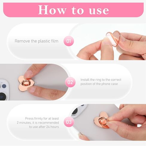 8 Pcs Cell Phone Finger Ring Heart Charm Hook Finger Rings, Phone Charm Hook, Adhesive Metal Phones Finger Grip Hook, 4 Colors in Saudi Arabia