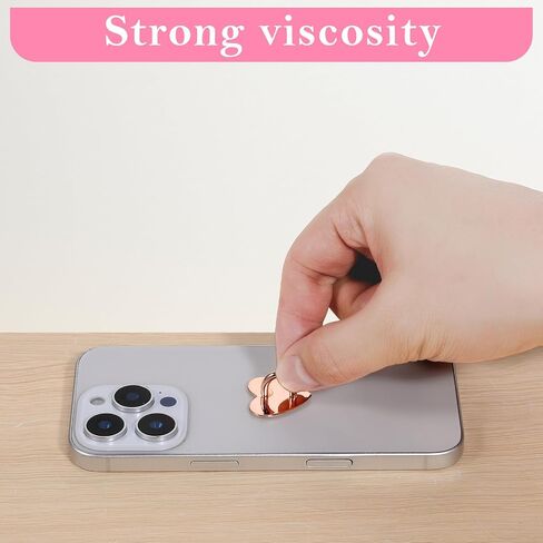 8 Pcs Cell Phone Finger Ring Heart Charm Hook Finger Rings, Phone Charm Hook, Adhesive Metal Phones Finger Grip Hook, 4 Colors in Saudi Arabia