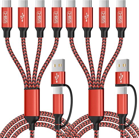 كابل لايتنينج، كابل شحن متعدد من النايلون المضفر 3 في 1 كابل USB متعدد عالمي سلك شحن سريع مع نوع C، ومنفذ USB صغير ومنفذ IP، متوافق مع معظم أجهزة iPhone وiPad (عبوتان) in Kuwait