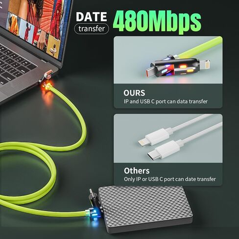 كابل لايتنينج، كابل شحن متعدد من النايلون المضفر 3 في 1 كابل USB متعدد عالمي سلك شحن سريع مع نوع C، ومنفذ USB صغير ومنفذ IP، متوافق مع معظم أجهزة iPhone وiPad (عبوتان) in Saudi Arabia