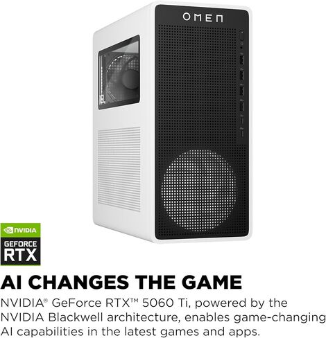HP OMEN 16L Gaming Desktop PC, AMD Ryzen 7 8700G, 32 GB RAM, 1 TB SSD, NVIDIA GeForce RTX 5060 Ti, Windows 11 Home, Microsoft Copilot, Panda Metal, TG03-0030 (2025) in Kuwait