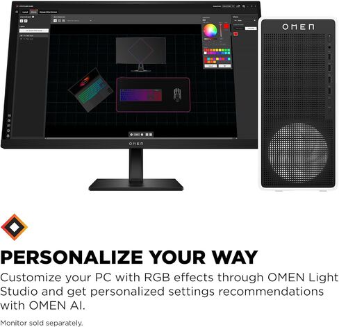 HP OMEN 16L Gaming Desktop PC, AMD Ryzen 7 8700G, 32 GB RAM, 1 TB SSD, NVIDIA GeForce RTX 5060 Ti, Windows 11 Home, Microsoft Copilot, Panda Metal, TG03-0030 (2025) in Kuwait