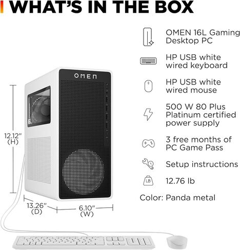 HP OMEN 16L Gaming Desktop PC, AMD Ryzen 7 8700G, 32 GB RAM, 1 TB SSD, NVIDIA GeForce RTX 5060 Ti, Windows 11 Home, Microsoft Copilot, Panda Metal, TG03-0030 (2025) in Kuwait