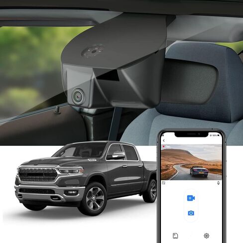 Fitcamx 4K Dash Cam Suitable for RAM 1500 TRX Classic (Model A) 2019 2020 2021 2022 2023 2024 Rebel Big Horn Laramie, OEM Look, UHD 2160P Video, WiFi&APP, Loop Recording G-Sensor, Plug&Play, 64GB Card in Saudi Arabia